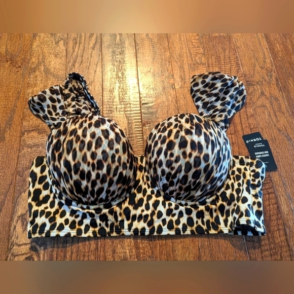 TORRID Retro Chic cheetah Swim Top 0x CD- L/XL - Picture 2 of 8